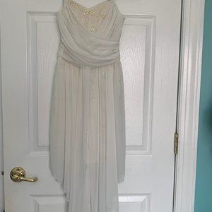 Juniors Cream Strapless Hi-Low Dress